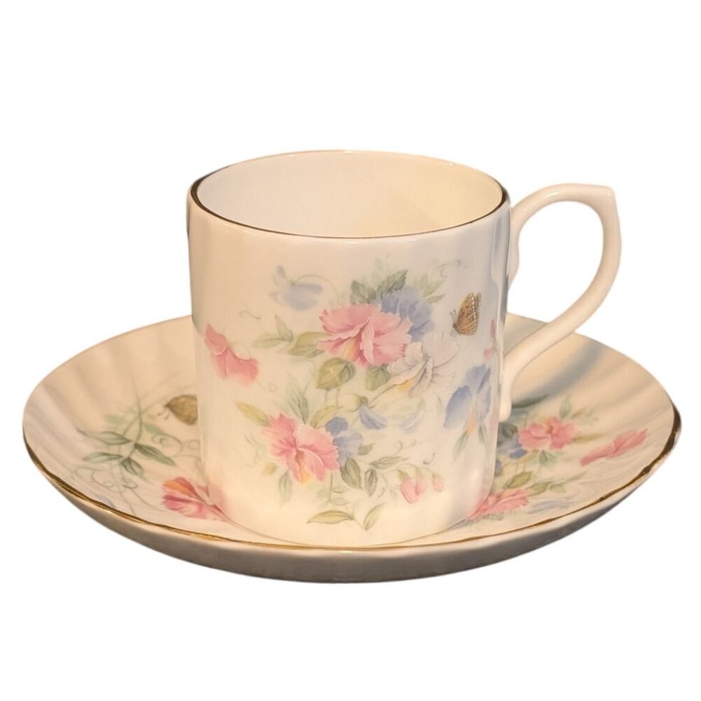 Vintage Royal Stuart Fine Bone China Tea Cup Saucer Floral England